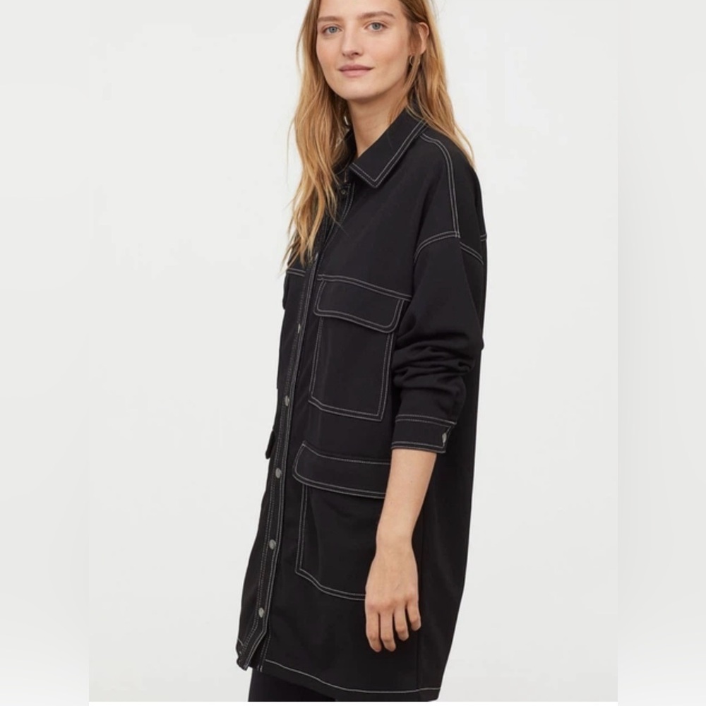 H&M Black Jacket with White Accents